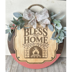 "Bless This Home" - Round Wood Sign