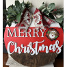 "Merry Christmas" with Santa Face - Round Wood Sign