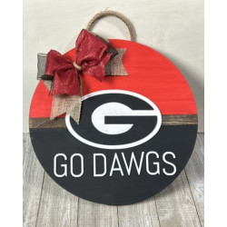 "Go Dawgs" Georgia Bulldogs Inspired - Round Wood Sign