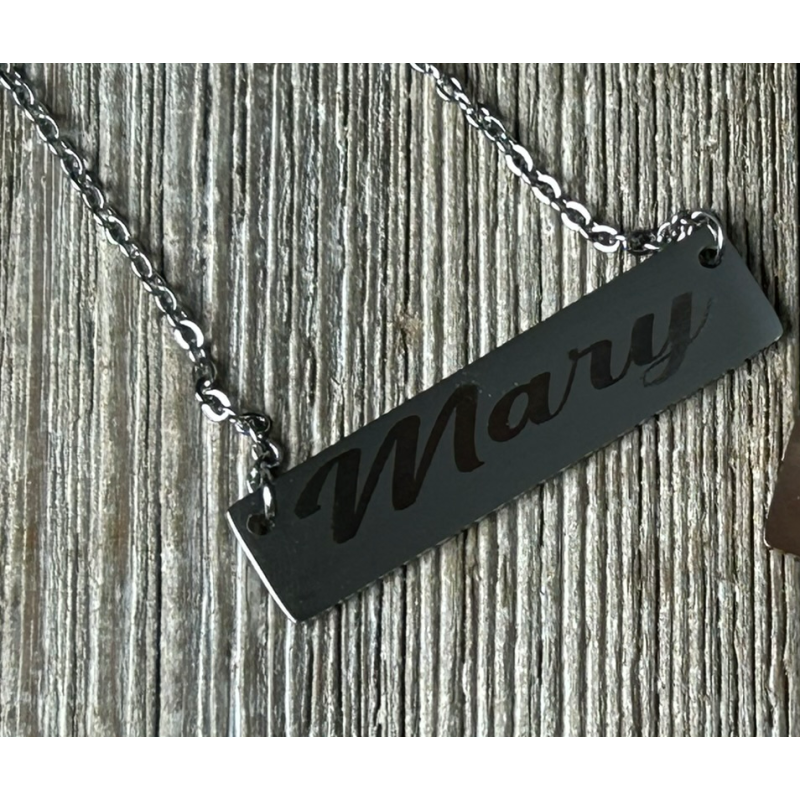 Engraved Stainless Steel Necklace (Silver or Rose Gold Color)