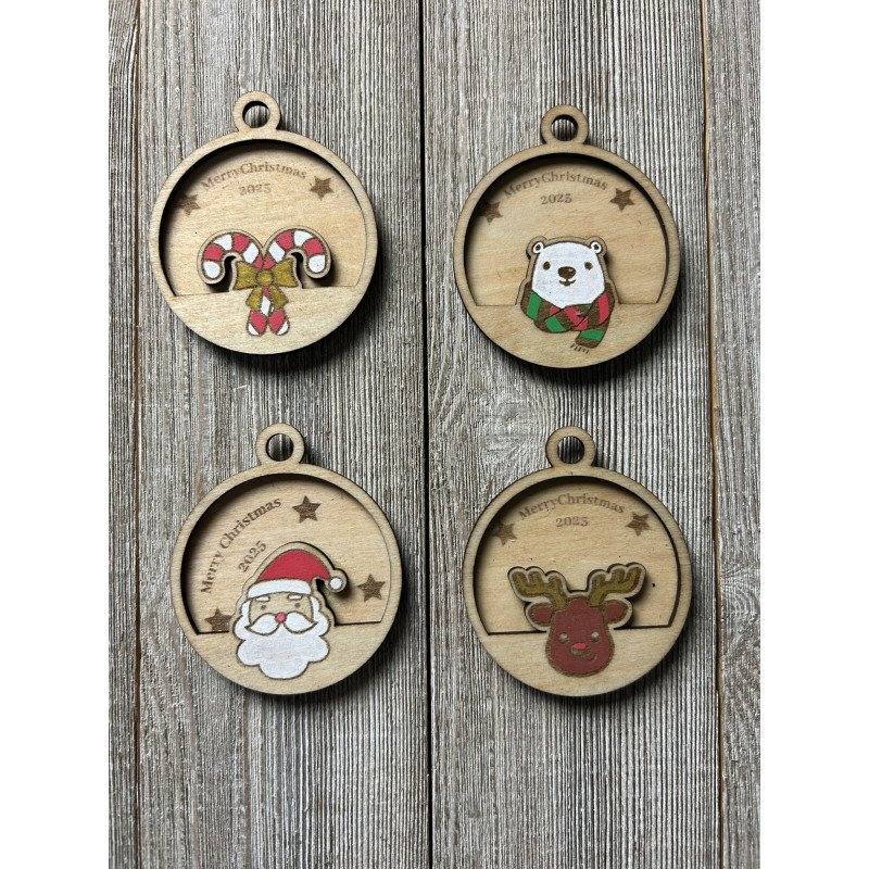 Layered Wood Ornaments (4pcs)