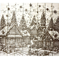 Christmas Village Wood Jigsaw Puzzle (48pcs)