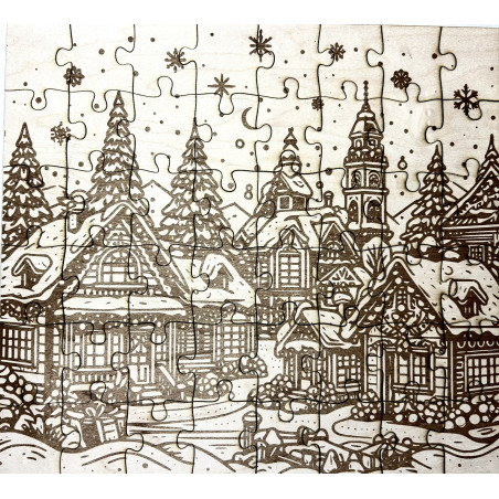 Christmas Village Wood Jigsaw Puzzle (48pcs)