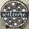 "Welcome" Daisies 12 Inch Wood Sign (Stand Included)